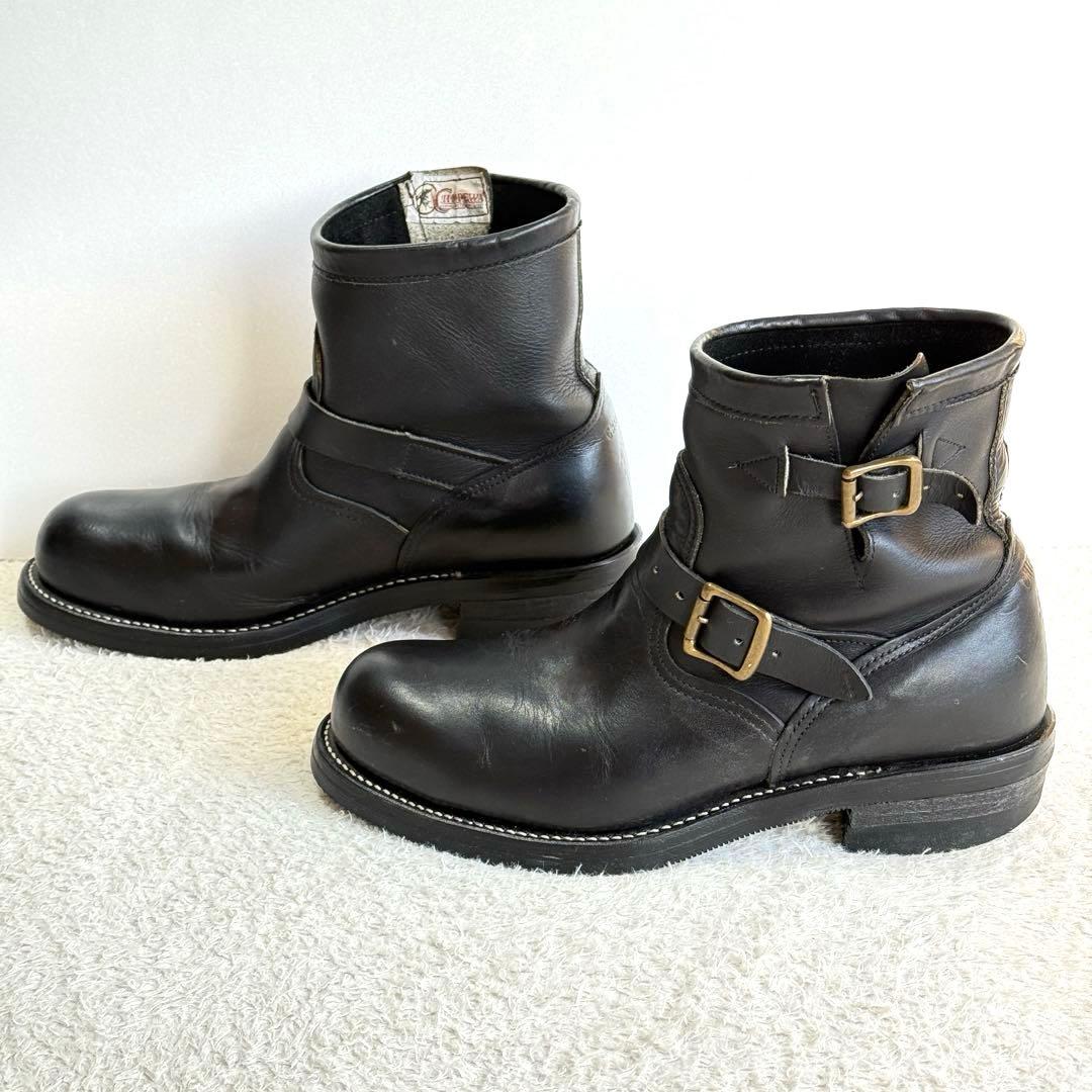 【Chippewa 白タグ】ショートエンジニアブーツ 黒 10E 28cm