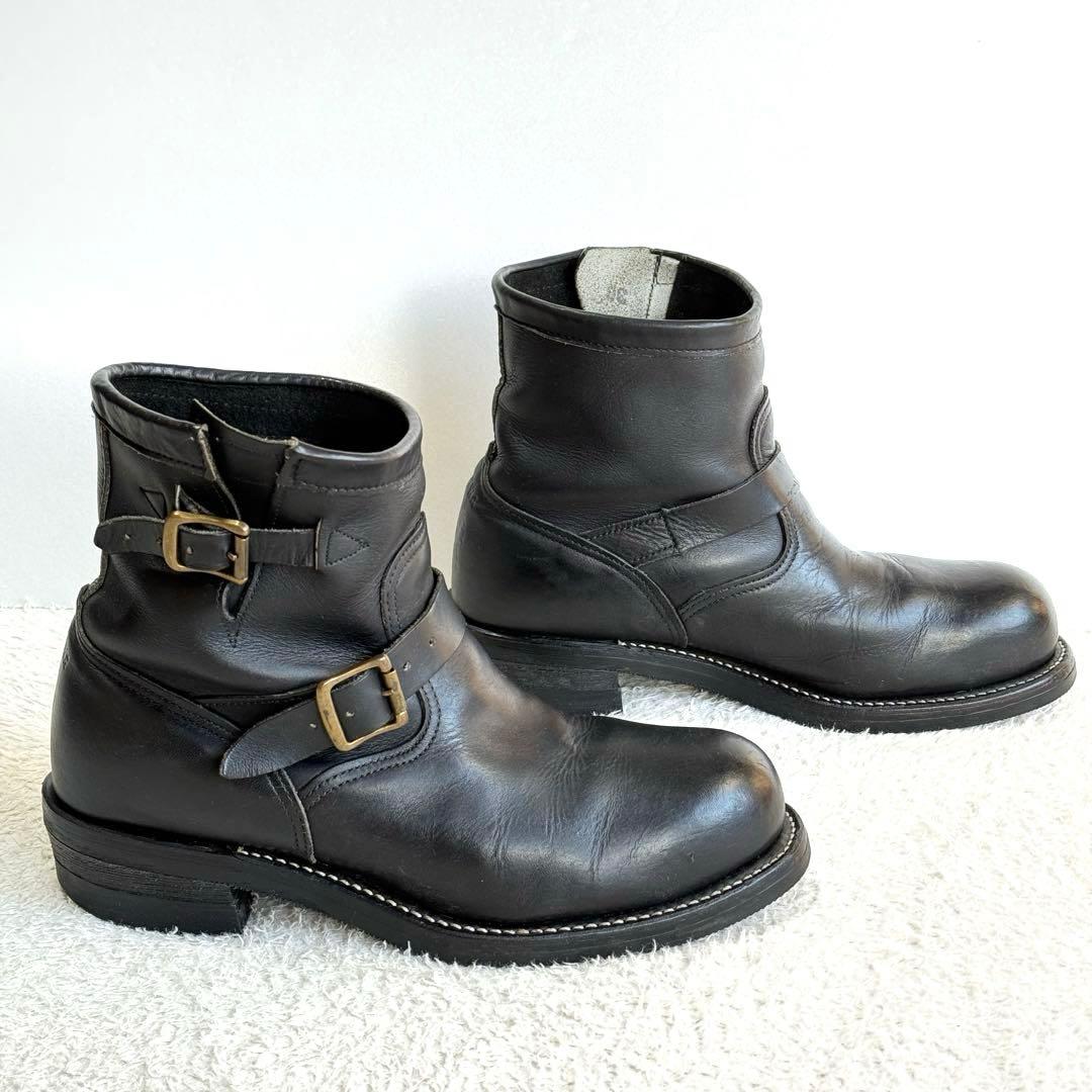 【Chippewa 白タグ】ショートエンジニアブーツ 黒 10E 28cm