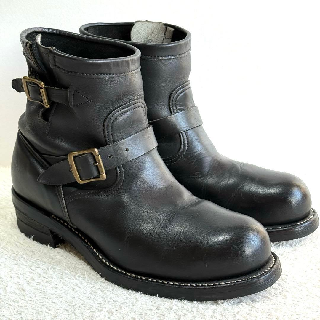 【Chippewa 白タグ】ショートエンジニアブーツ 黒 10E 28cm