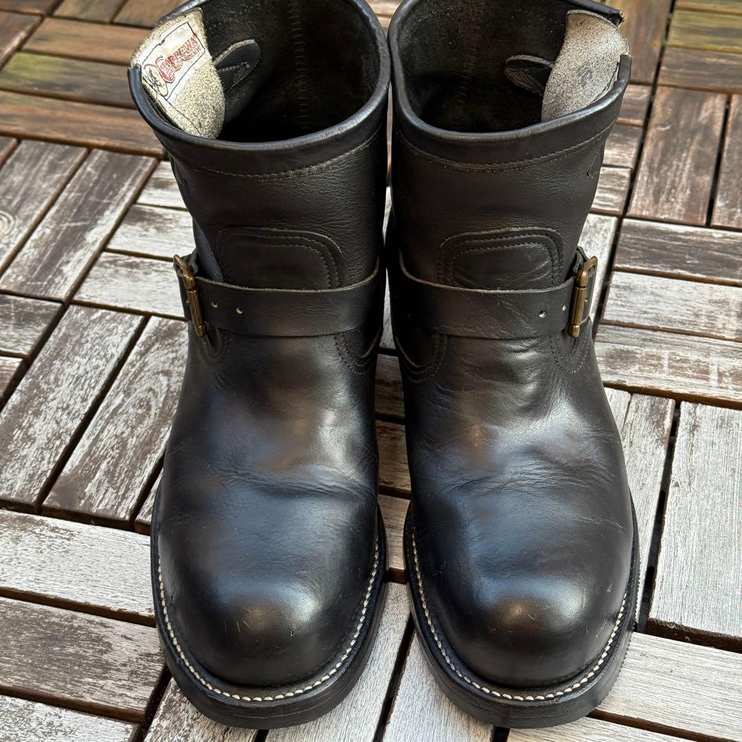 【Chippewa 白タグ】ショートエンジニアブーツ 黒 10E 28cm