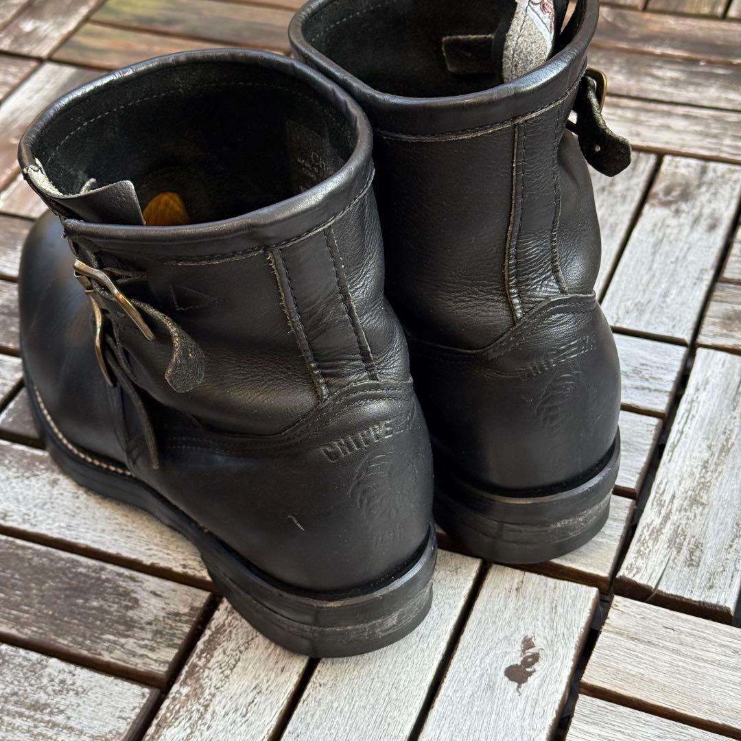 【Chippewa 白タグ】ショートエンジニアブーツ 黒 10E 28cm