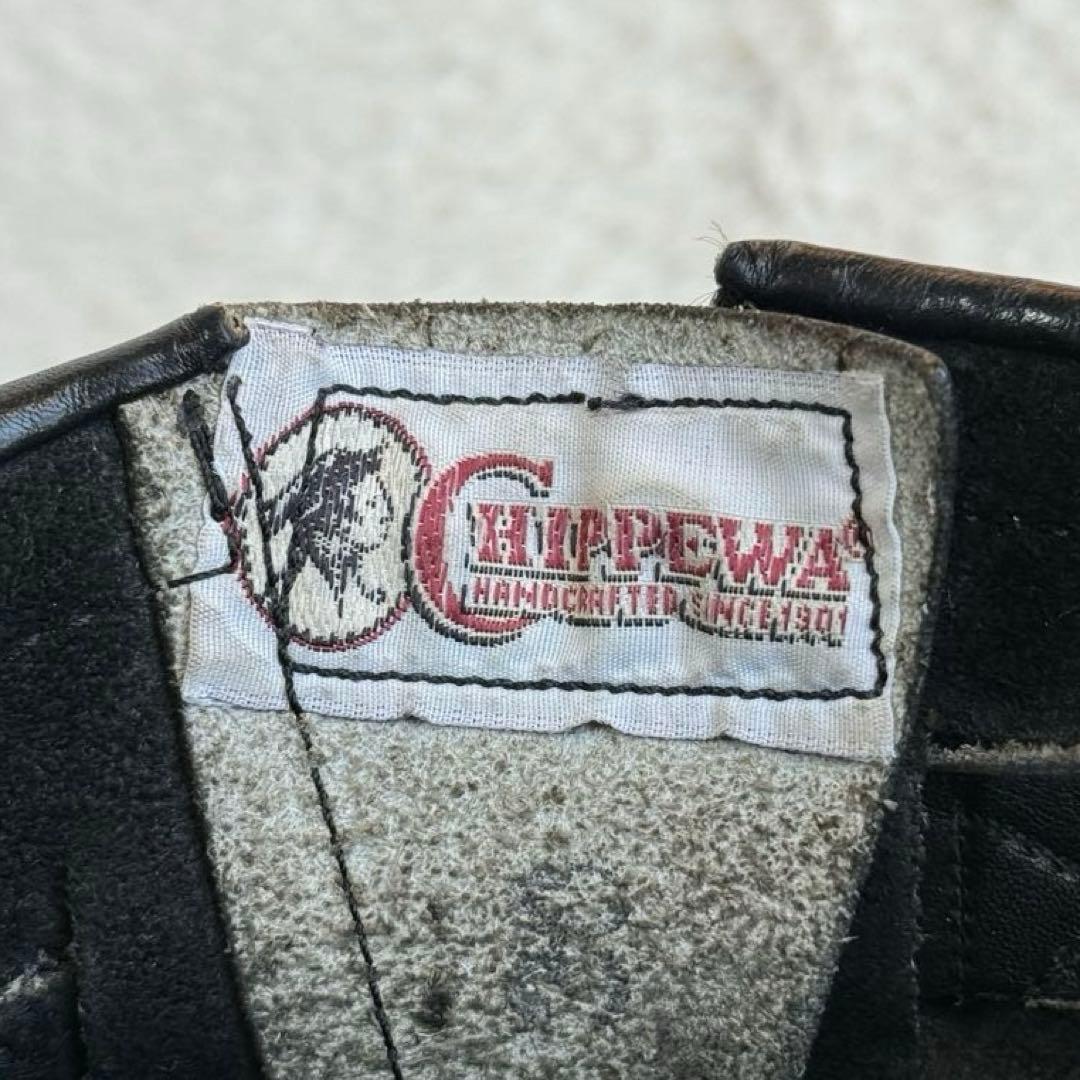 【Chippewa 白タグ】ショートエンジニアブーツ 黒 10E 28cm