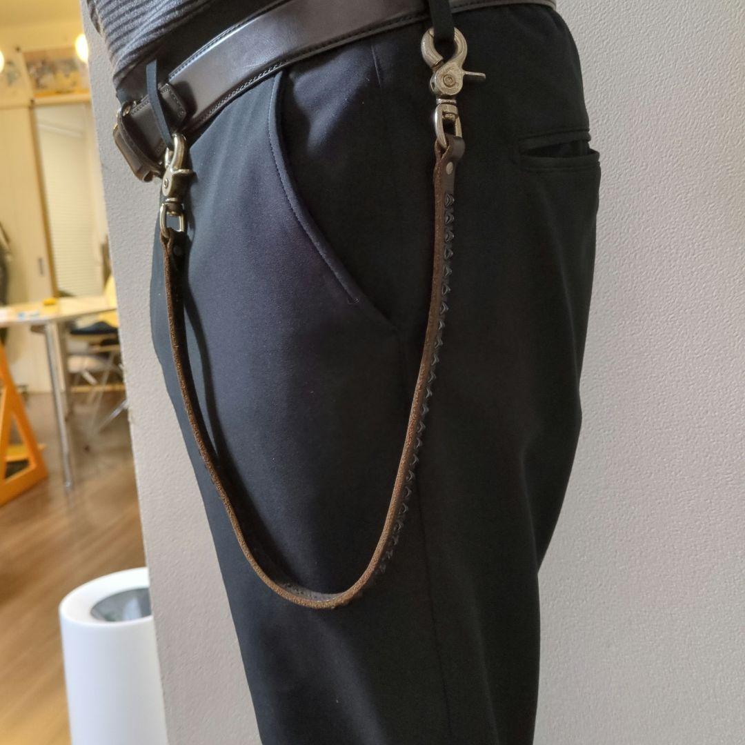 【週末値下】HTC ブラックレザー ウォレットチェーン スタッズ付き