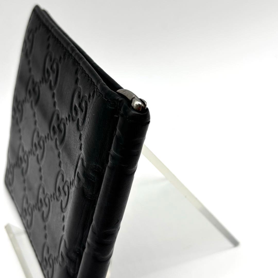 レア✨ GUCCI グッチ シマ レザー マネークリップ 黒 財布 ロゴ GG
