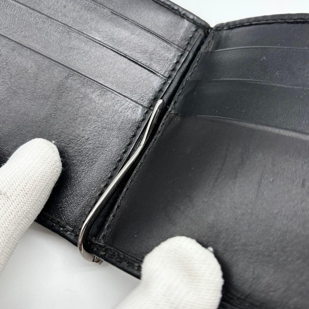 レア✨ GUCCI グッチ シマ レザー マネークリップ 黒 財布 ロゴ GG