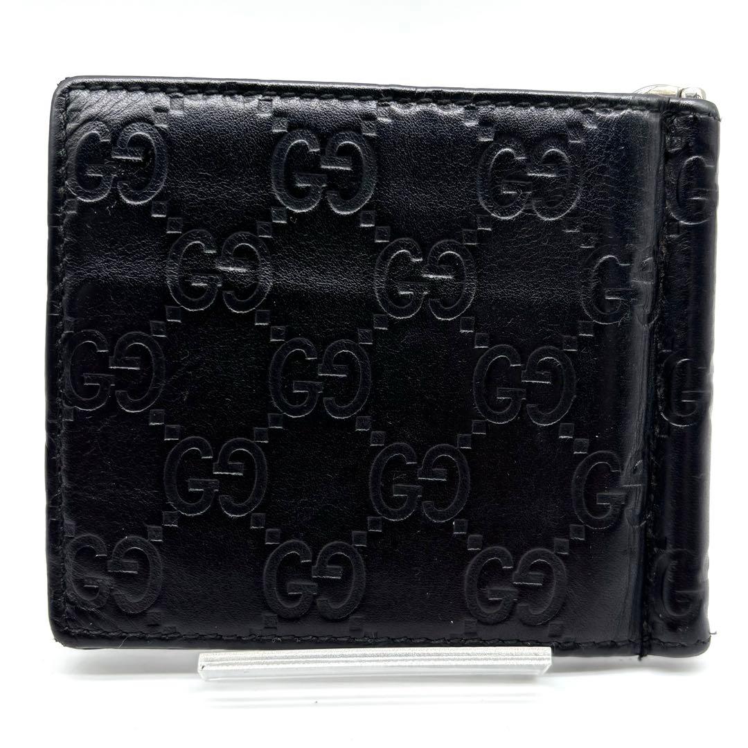 レア✨ GUCCI グッチ シマ レザー マネークリップ 黒 財布 ロゴ GG