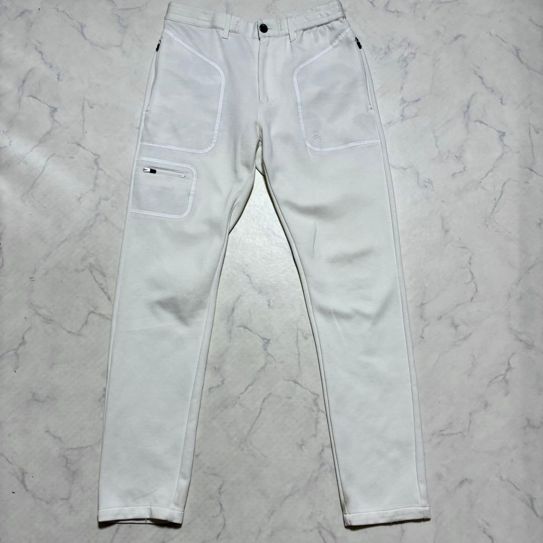 MARK＆LONA ゴルフパンツ スウェット ロゴ スカル カモフラ 白 L