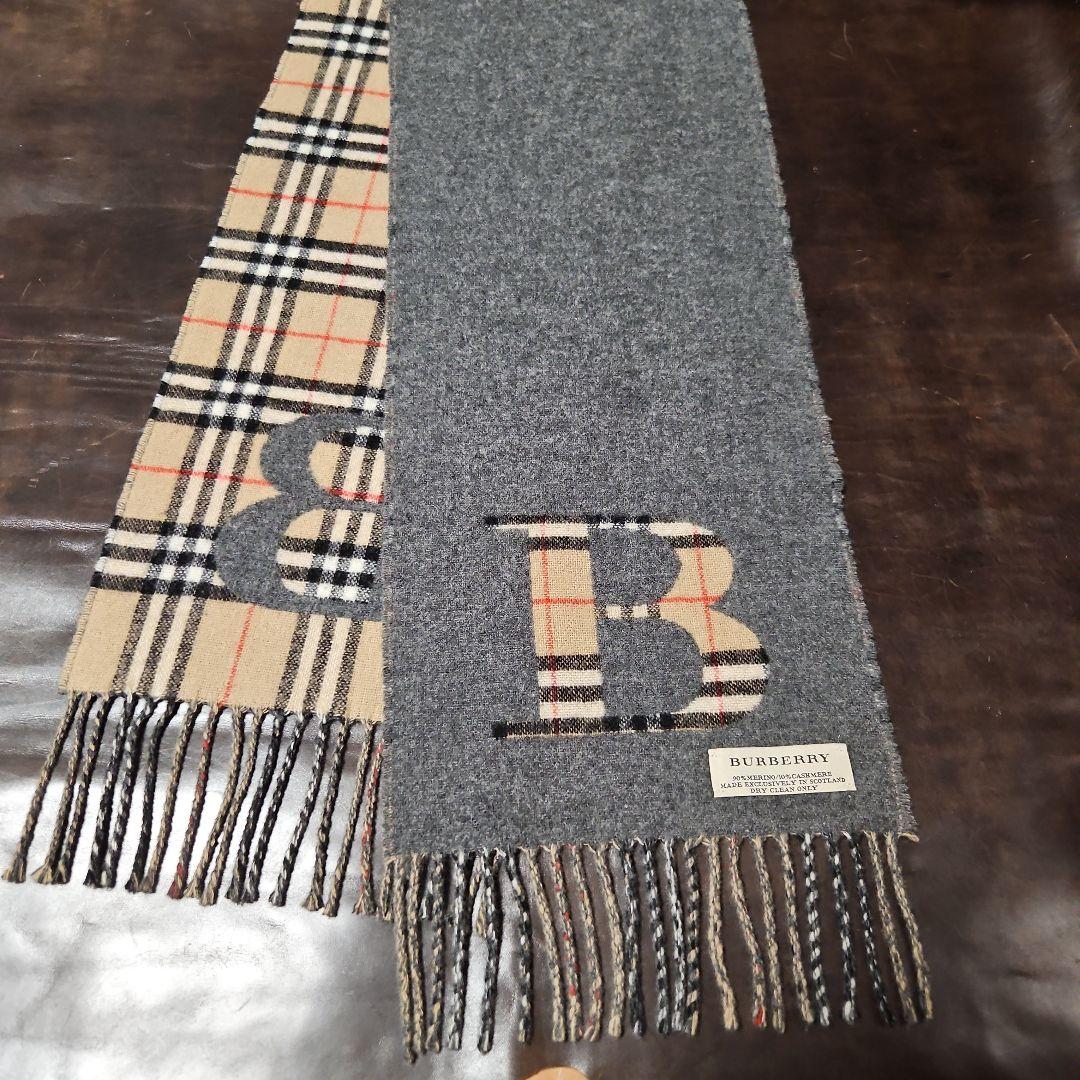 BURBERRY　バーバリー　ロゴリバーシブルマフラー