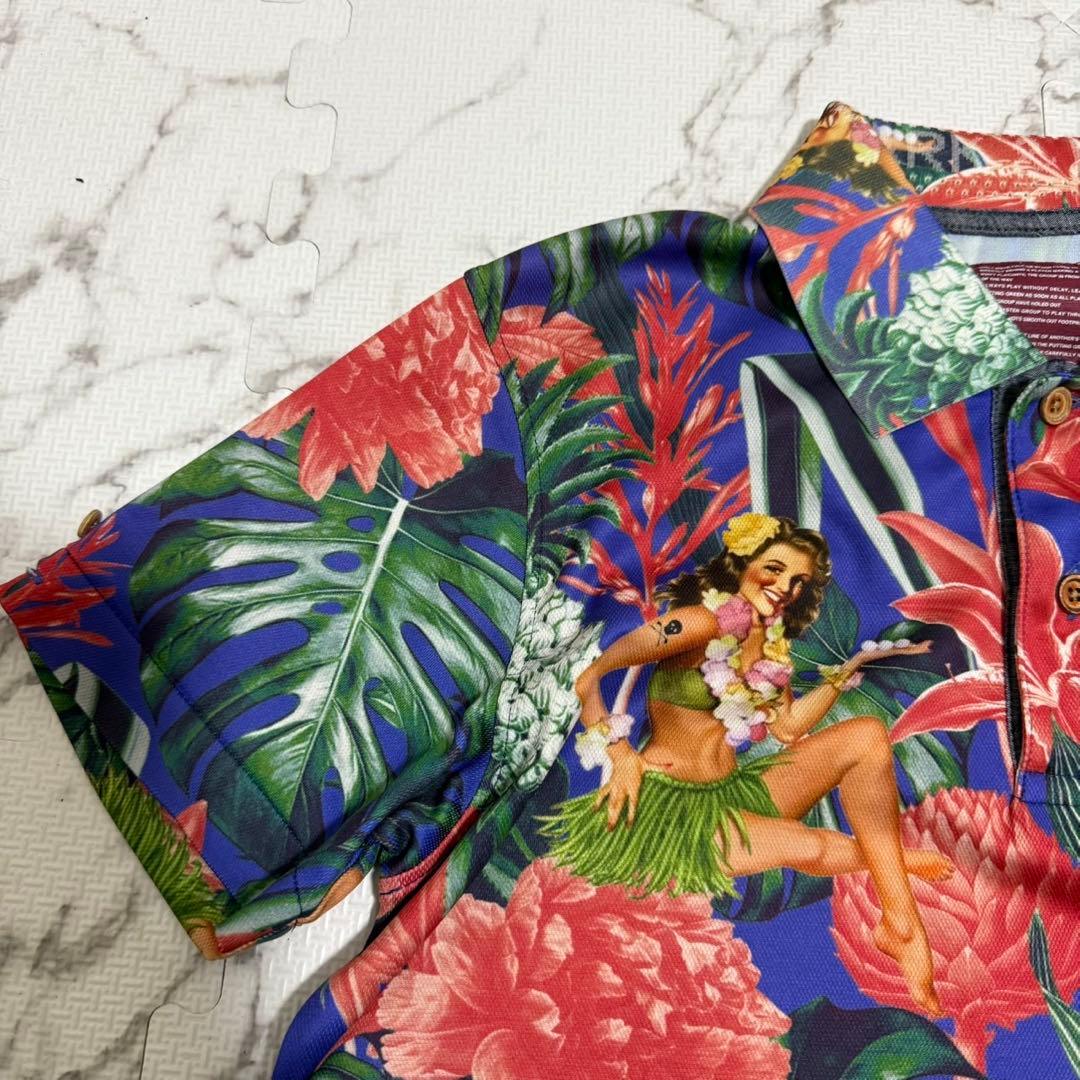 希少 マークアンドロナ アロハ ポロシャツ ハワイアン フラガール 日本製