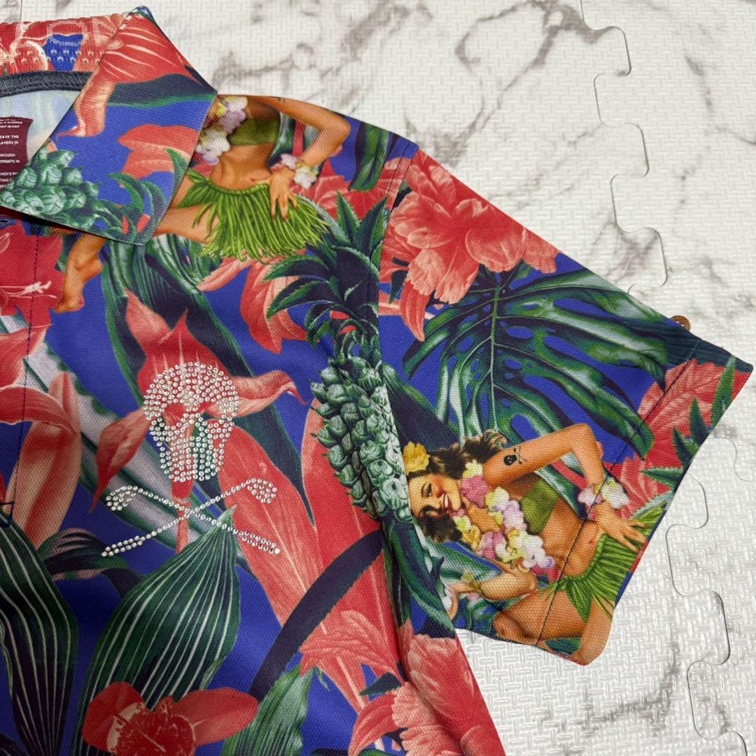 希少 マークアンドロナ アロハ ポロシャツ ハワイアン フラガール 日本製