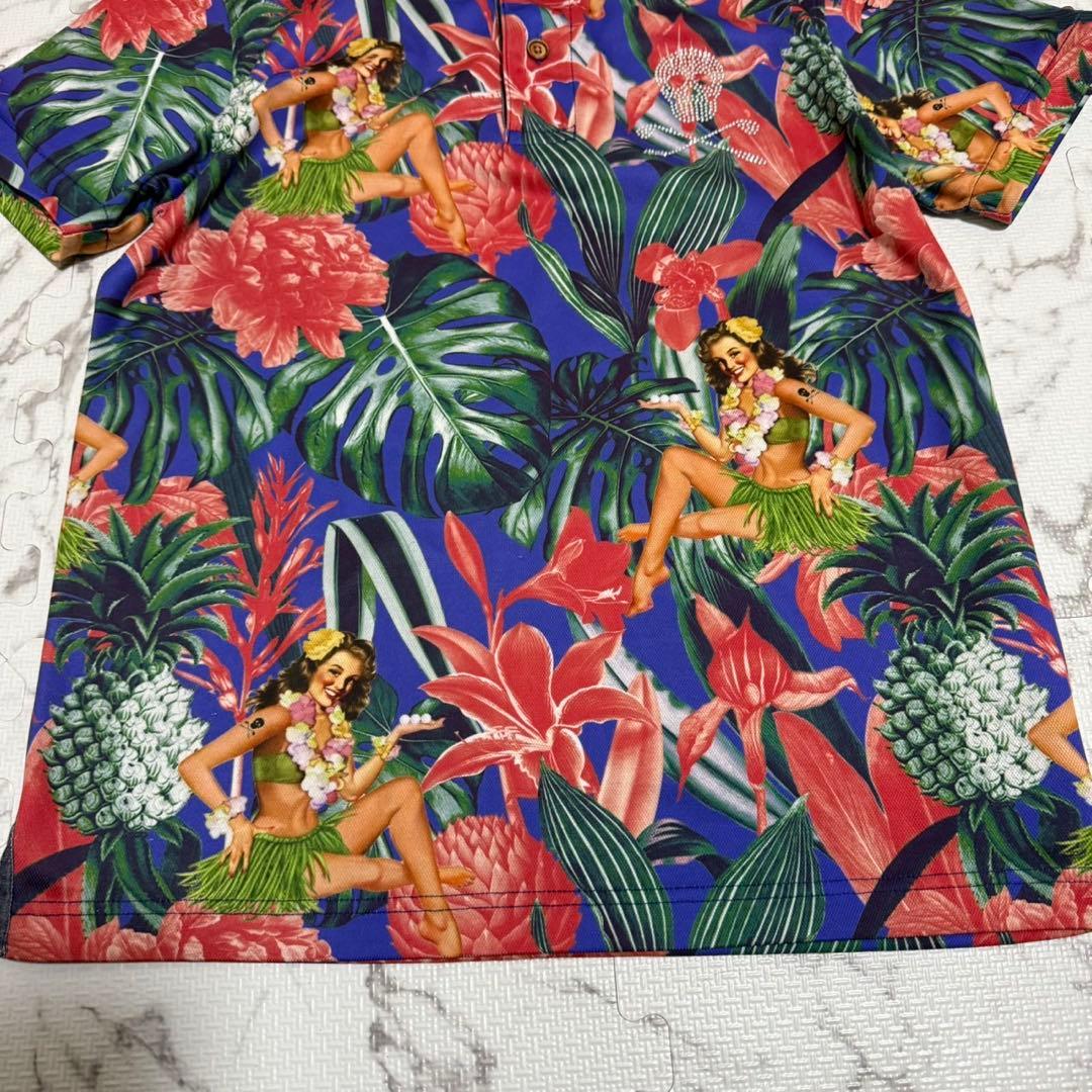 希少 マークアンドロナ アロハ ポロシャツ ハワイアン フラガール 日本製