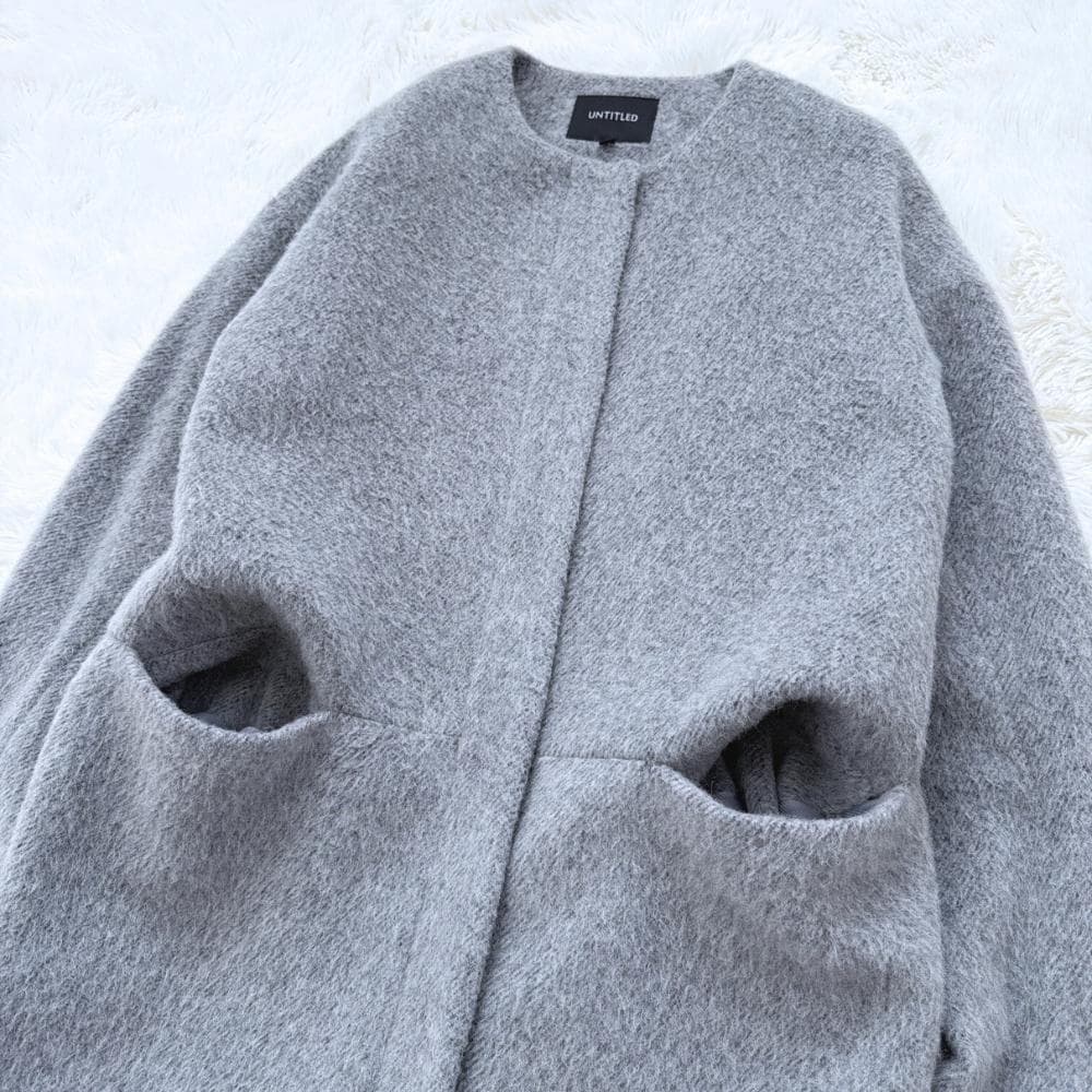 最終値下げ　アンタイトル　アンゴラ混ノーカラーコート　2LT　定価6万以上