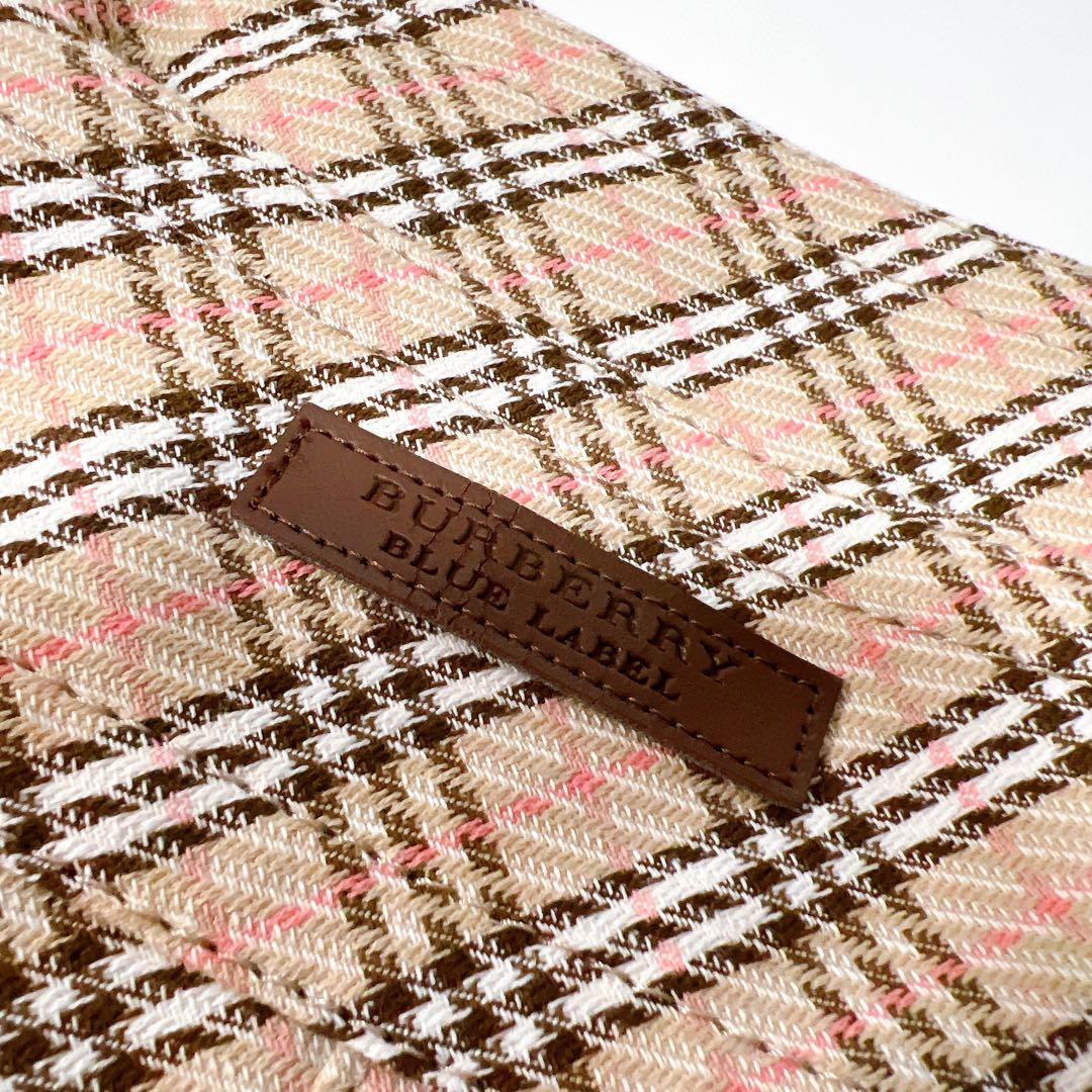 《美品》バーバリーブルーレーベル ワンピース ノバチェック プリーツ 革ベルト