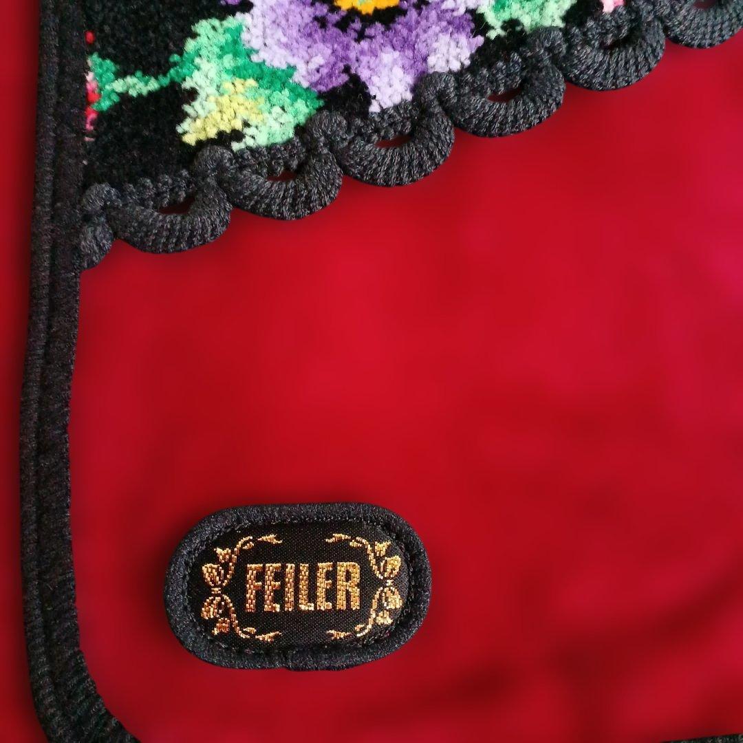 FEILER 花柄刺繍エプロン 赤