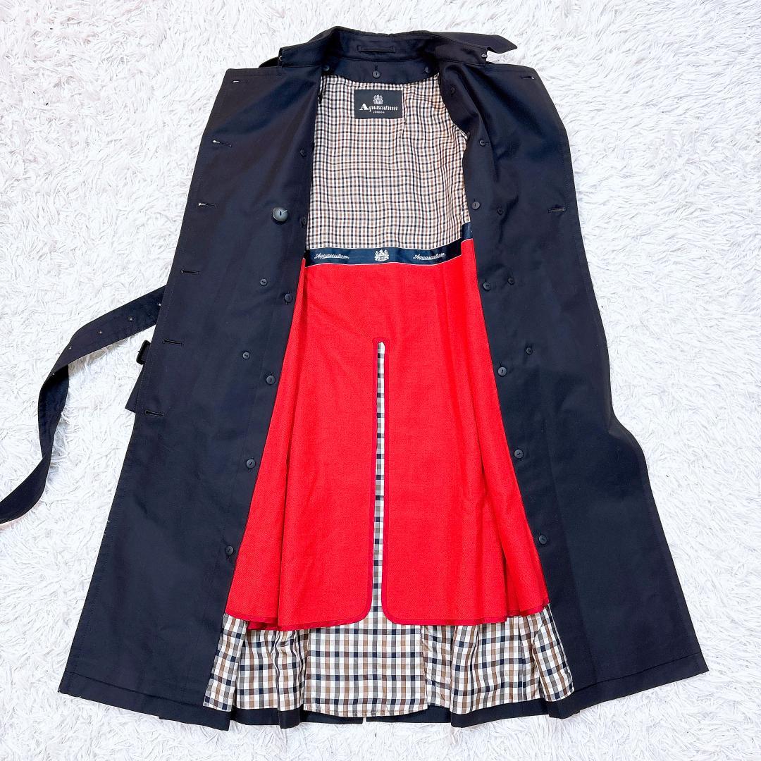 レアモデル【極美品】アクアスキュータム ロングトレンチコート 赤ライナー 希少8