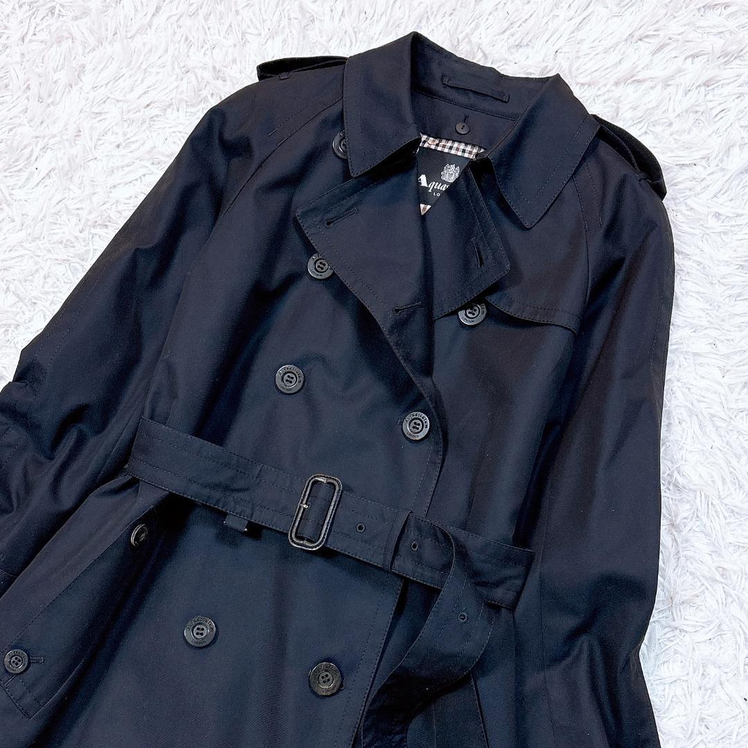 レアモデル【極美品】アクアスキュータム ロングトレンチコート 赤ライナー 希少8