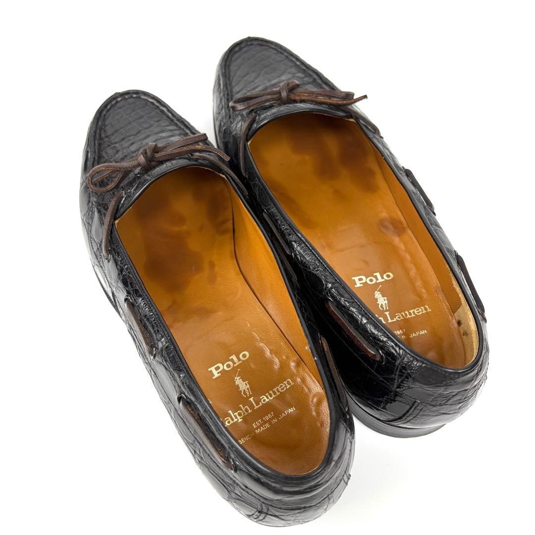希少　ポロラルフローレン　革靴　ローファー　クロコダイル　ブラック　26.5cm