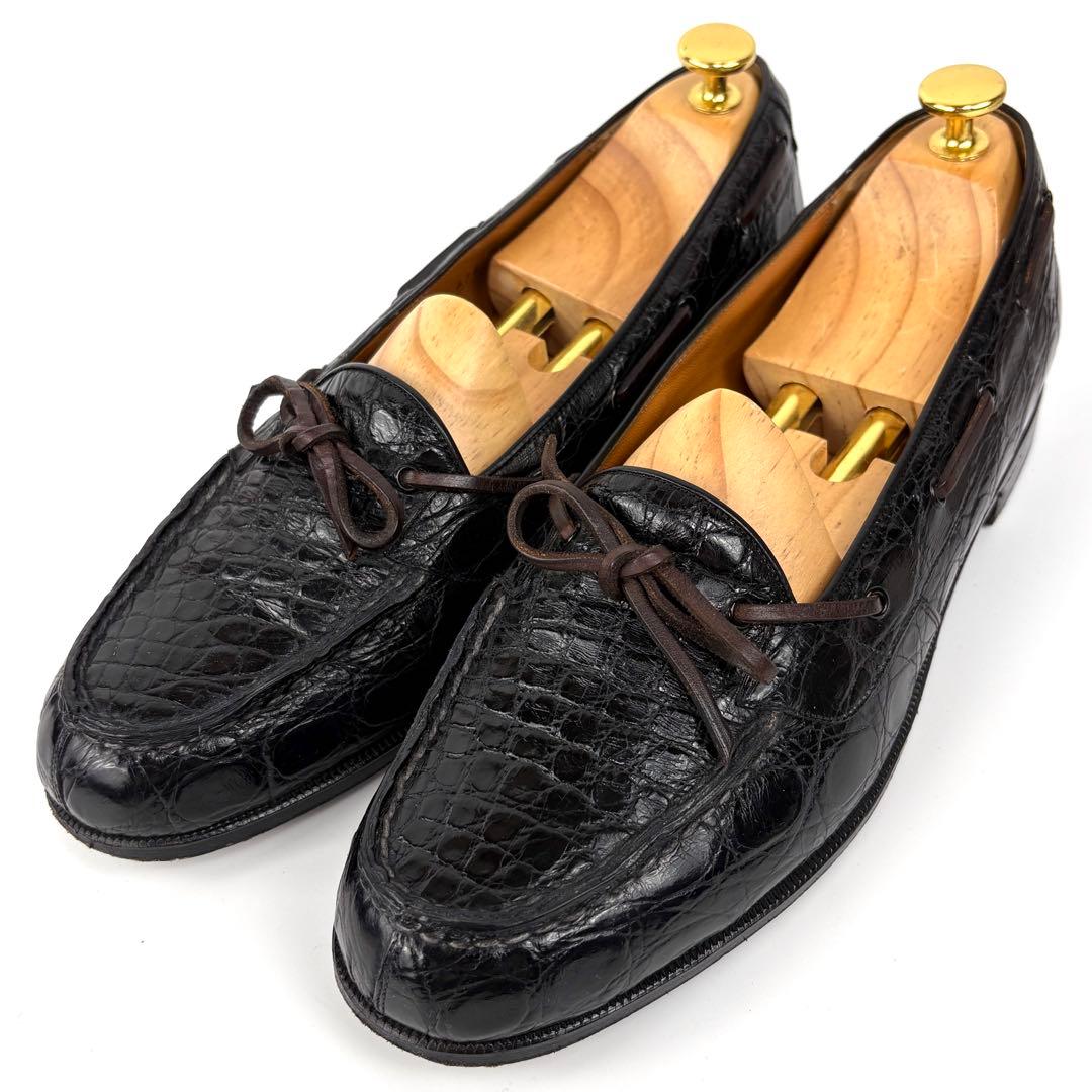 希少　ポロラルフローレン　革靴　ローファー　クロコダイル　ブラック　26.5cm