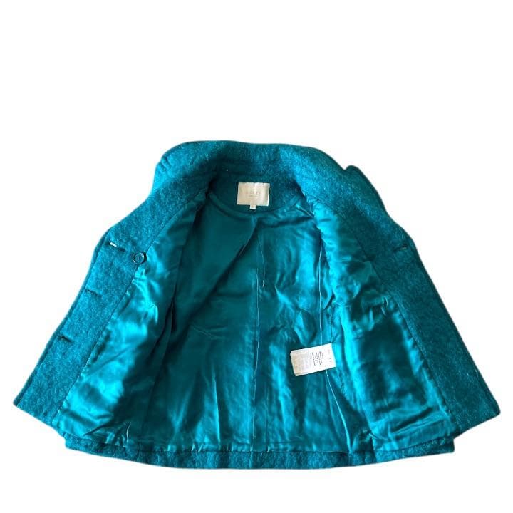 キッズ GUCCI グッチ Pコート モヘヤ混 ウール 8 ターコイズブルー