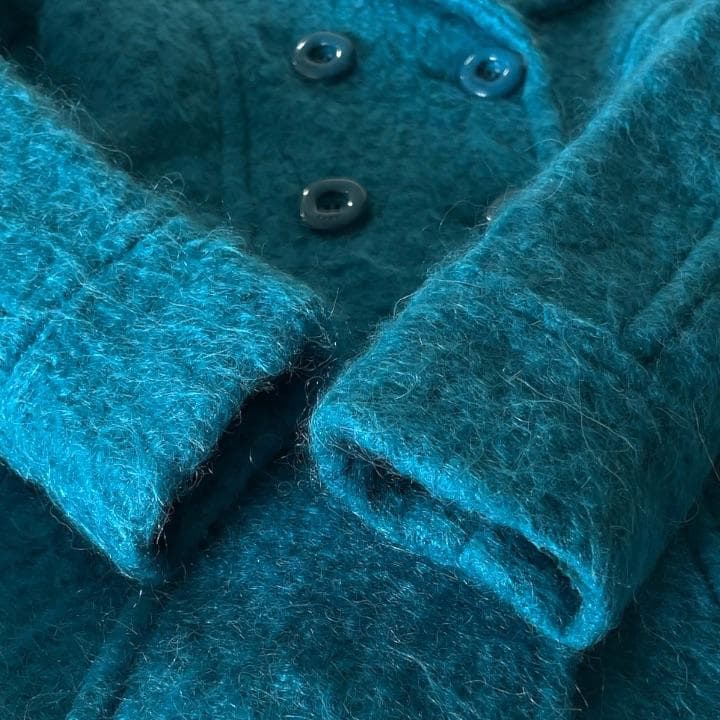 キッズ GUCCI グッチ Pコート モヘヤ混 ウール 8 ターコイズブルー