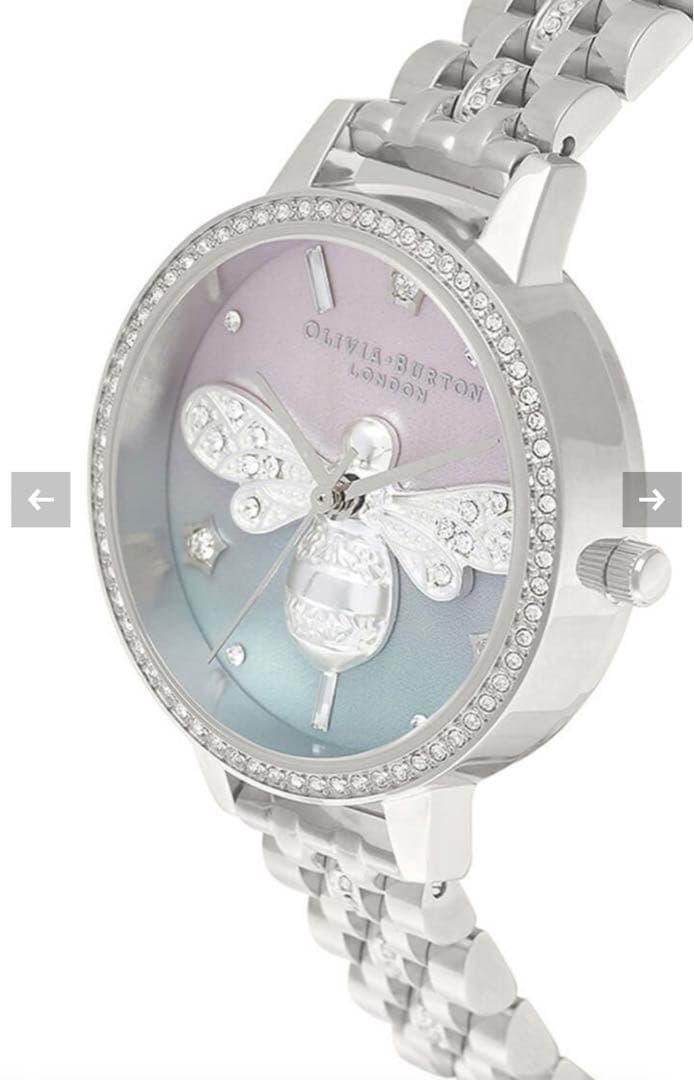 【rii】スパークルビーピンクトゥセージマザーオブパールダイアルシルバー