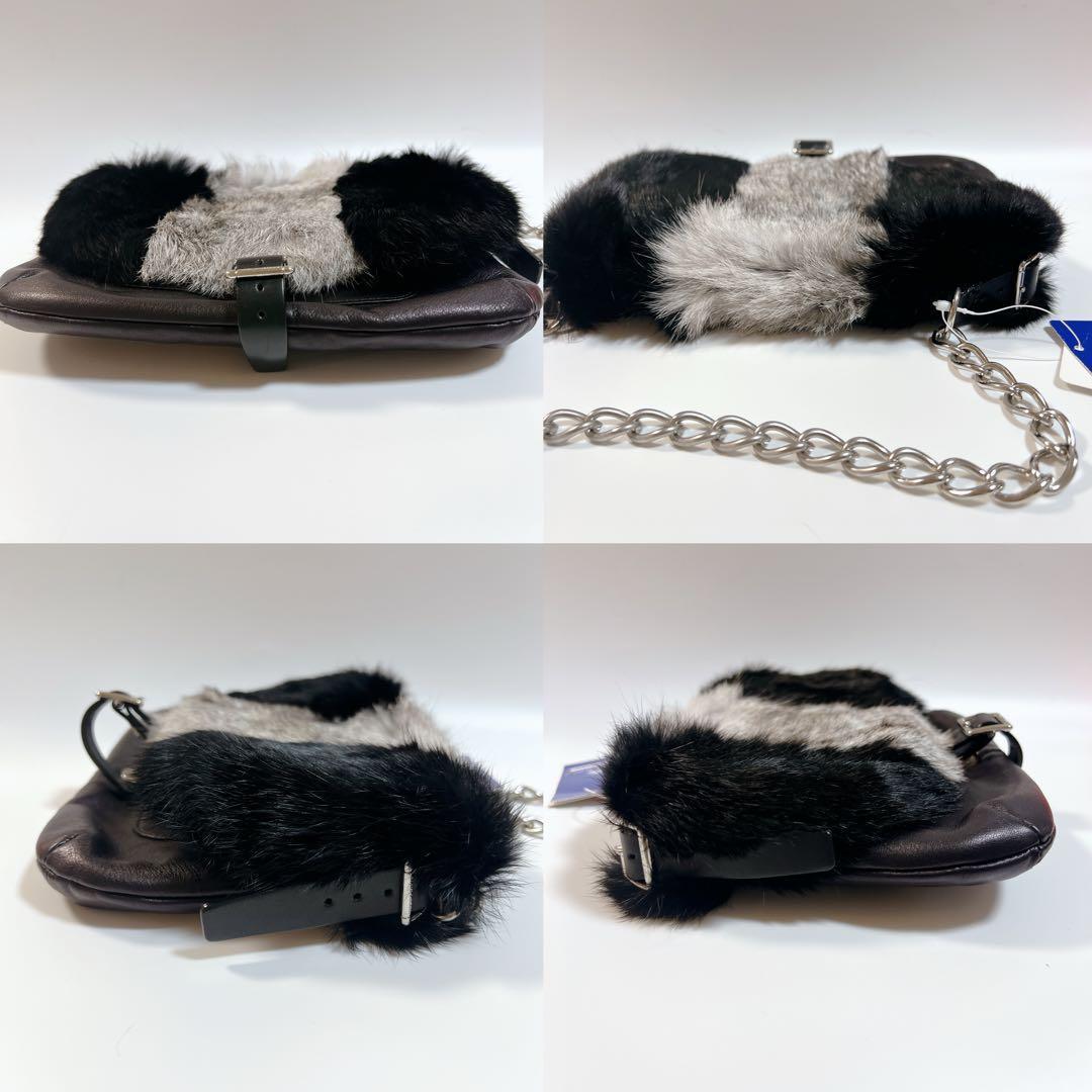 新品未使用✨バーバリー チェーン ショルダーバッグ ファー フラップ レザー 黒