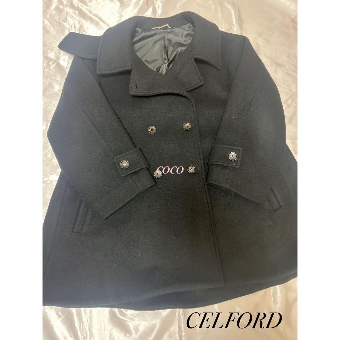 CELFORD（セルフォード）Aラインウールミドルコート　ブラック