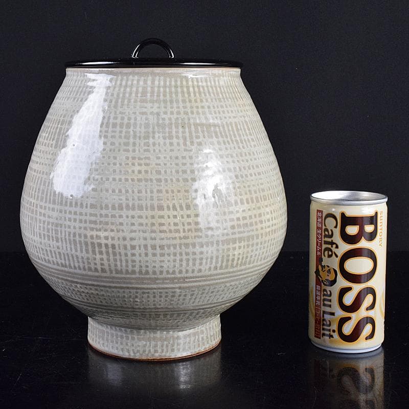 阿漕焼　福森比路志造　三島芋頭水指　銘洗心　前大徳大橋香林極め箱　VR7697B