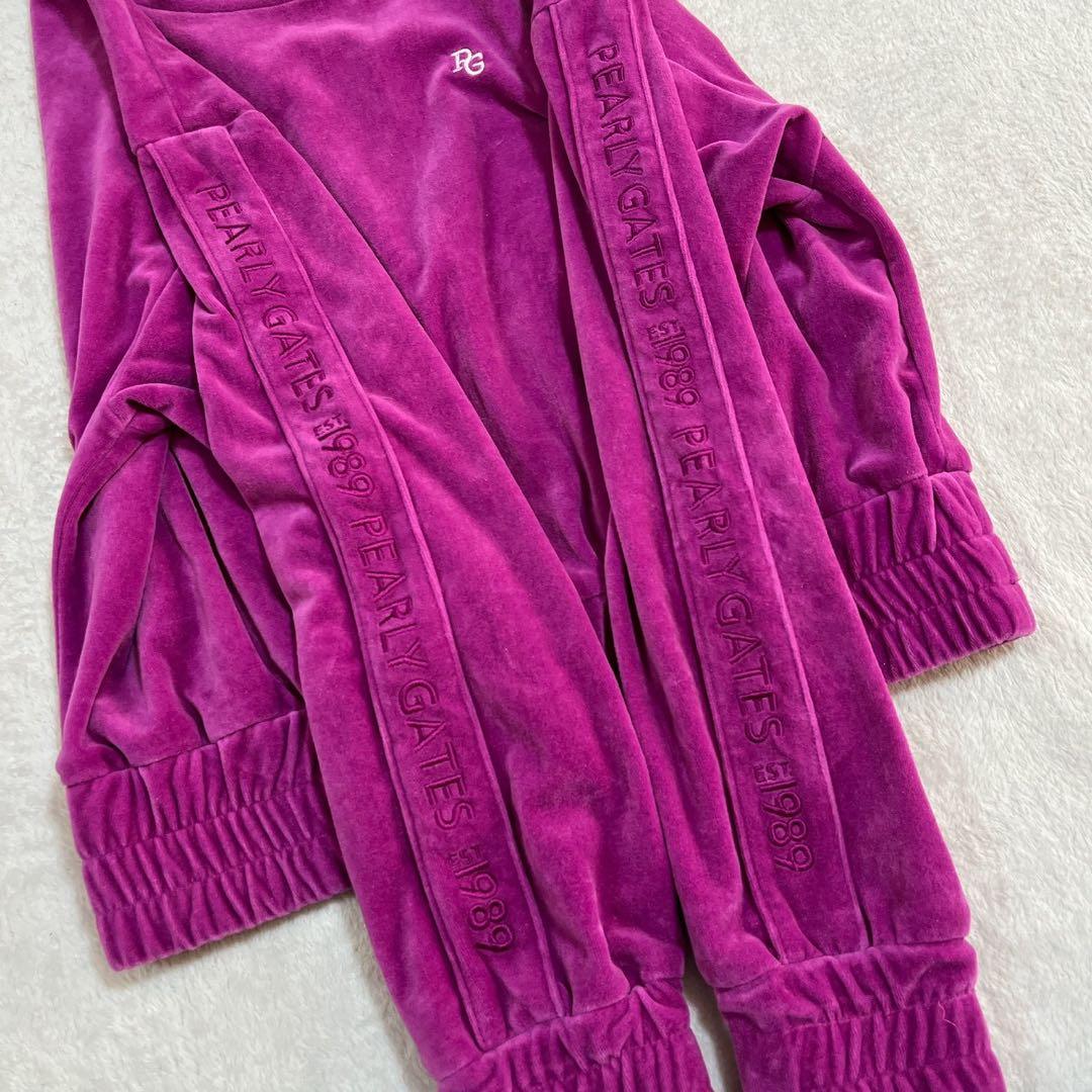 美品　パーリーゲイツ　セットアップ　近年　ベロア モックネック　スカート　ピンク