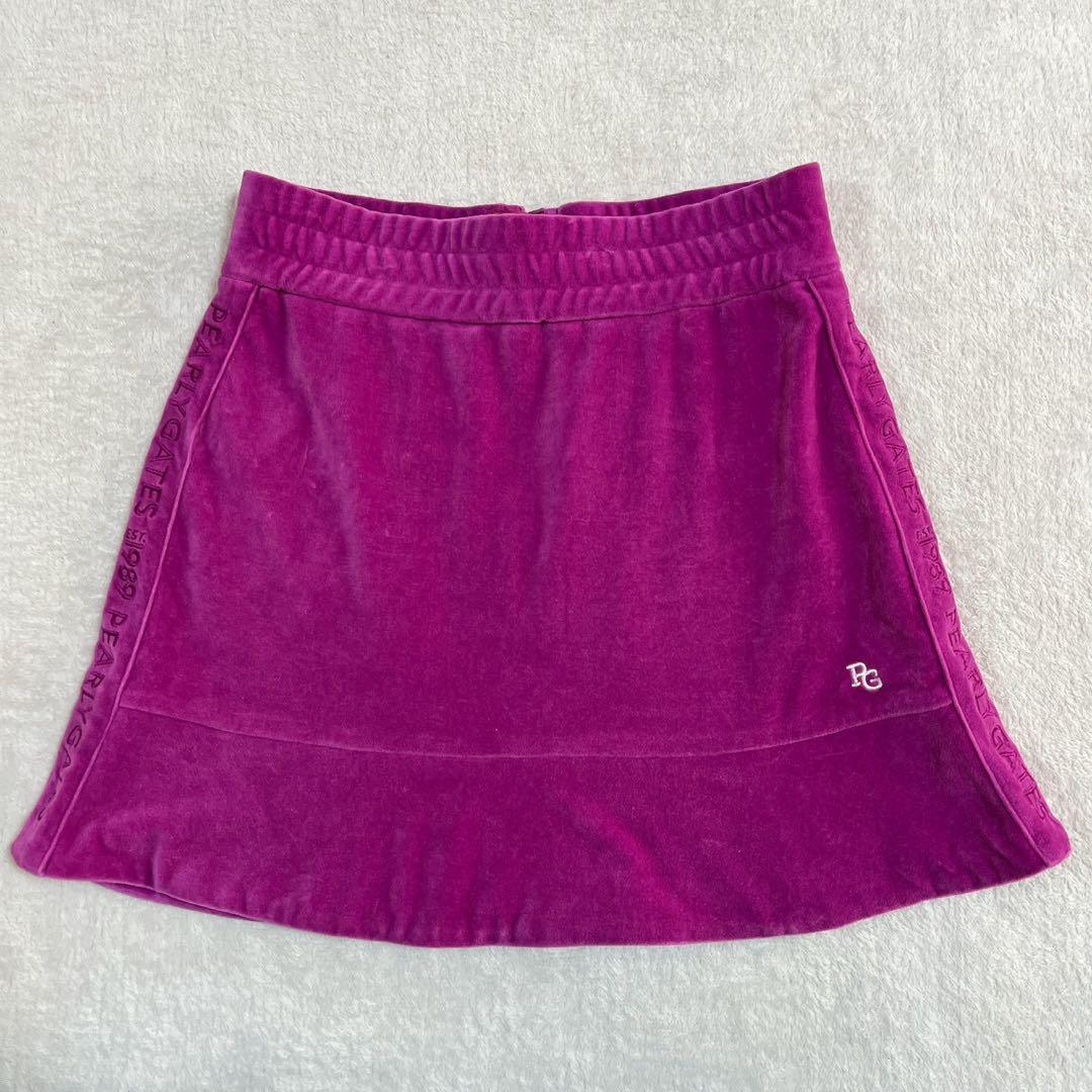 美品　パーリーゲイツ　セットアップ　近年　ベロア モックネック　スカート　ピンク