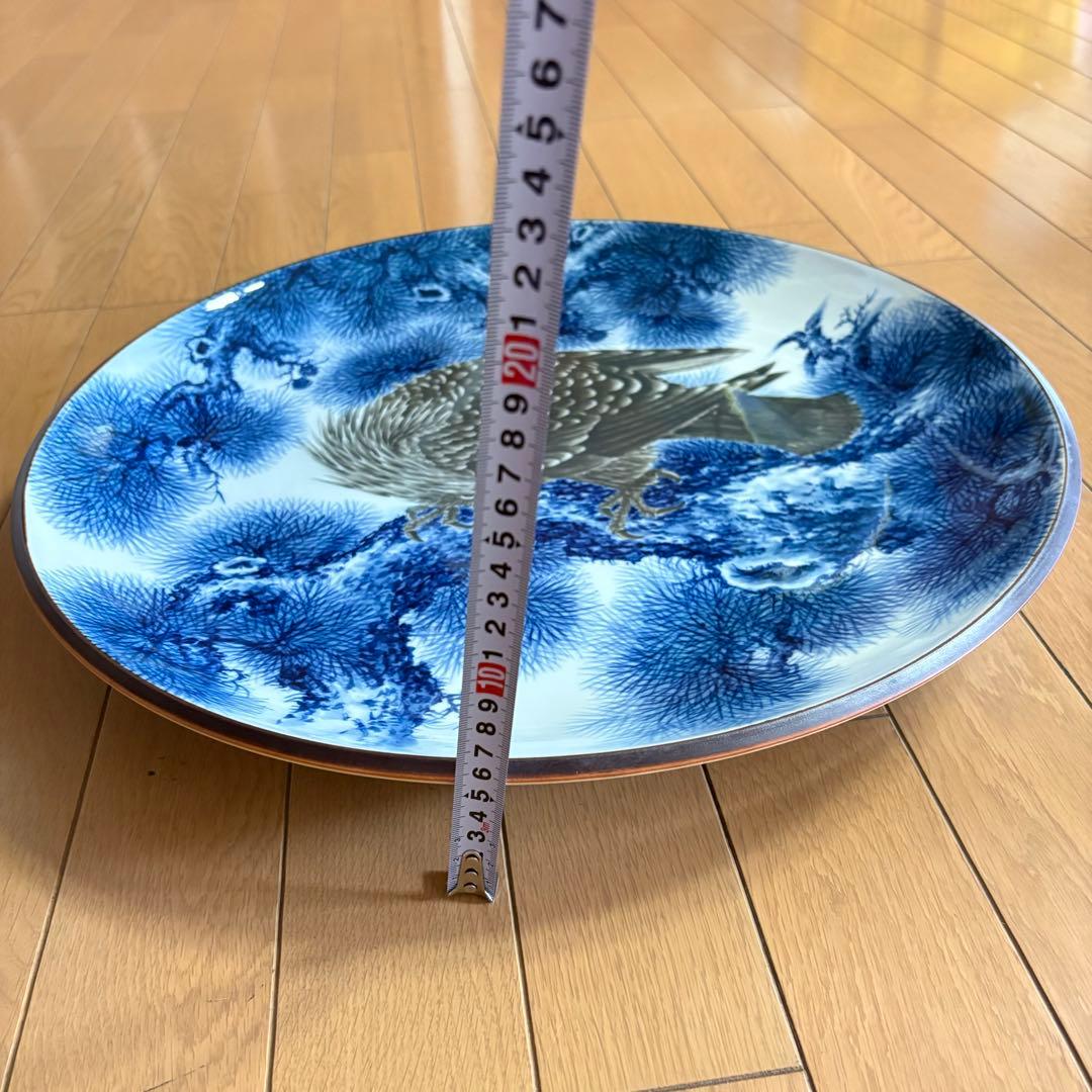 有田焼 真照 鷹 大皿 飾皿 時代 丸皿 骨董 陶磁 陶芸 古美術品