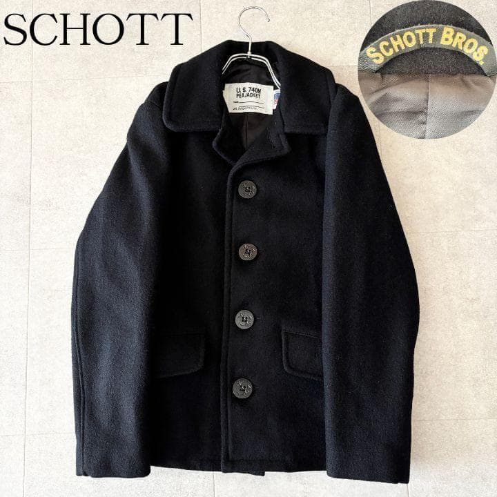 USA製✨️ショット シングルピーコート740N 34 黒 ウール メルトン