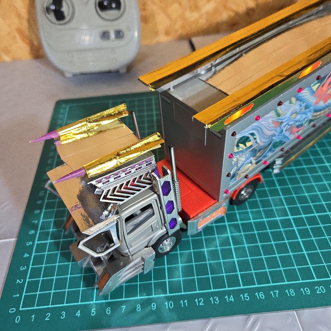 アオシマ1/43デコトラトレーラーラジコン荒武者リアルサウンド