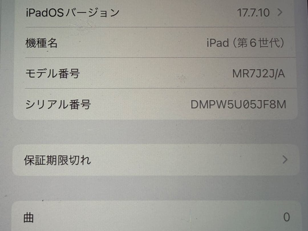 iPad (第6世代) シルバー MR7J2J/A 128GB