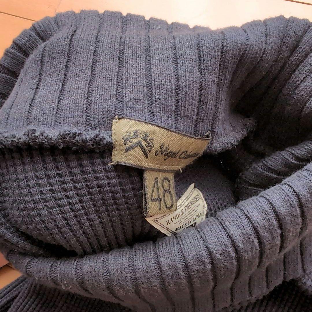 美品 ナイジェルケーボン ワッフルタートルネック 48　ダークネイビー