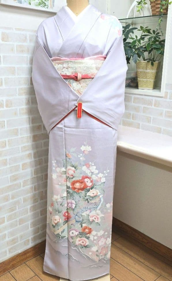 ライトパープル訪問着と袋帯・帯揚げ帯締めの4点フルセット