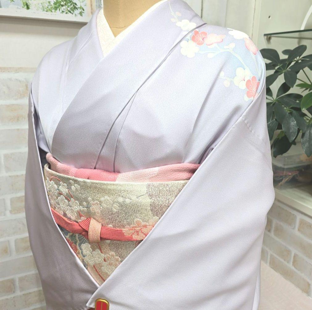 ライトパープル訪問着と袋帯・帯揚げ帯締めの4点フルセット