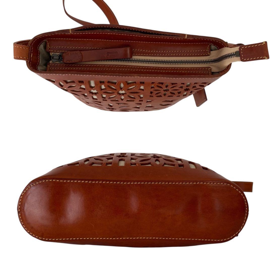 美品　ゲンテン　マルチカットワーク　ショルダーバッグ　バケツ型