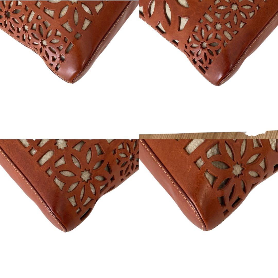 美品　ゲンテン　マルチカットワーク　ショルダーバッグ　バケツ型