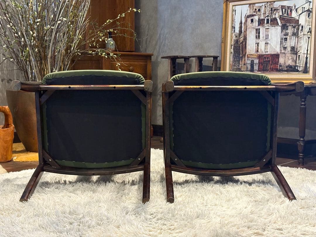 ①karimoku カリモク　アームチェア　ダイニングチェア　アンティーク　IZ