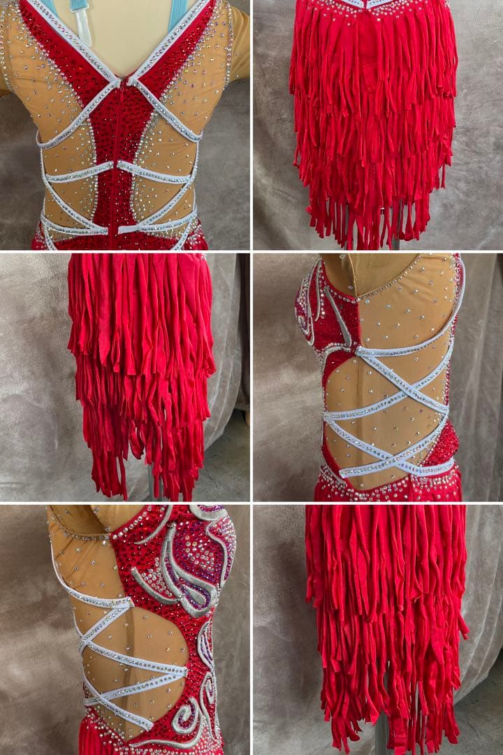 社交ダンス　ラテンダンス　ドレス衣装　赤　S1118