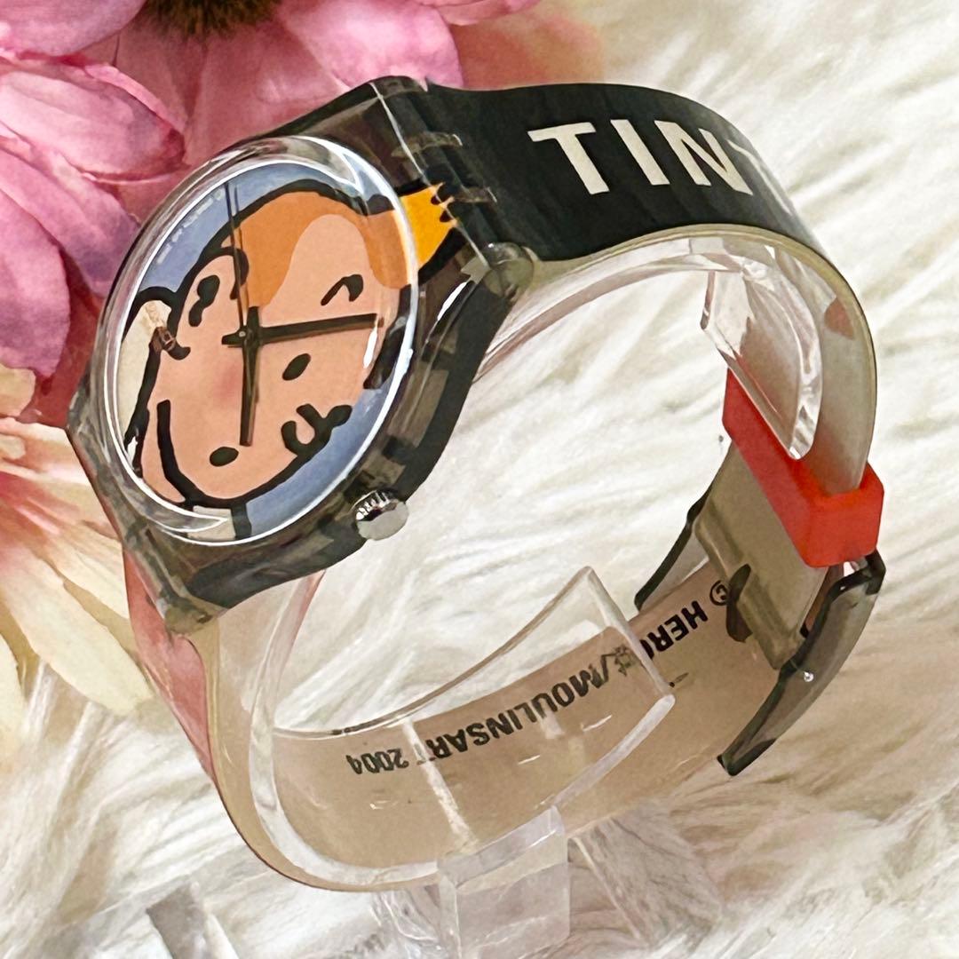 【新品】【レア】スウォッチ 腕時計 75周年記念モデル タンタンの冒険 稼働中