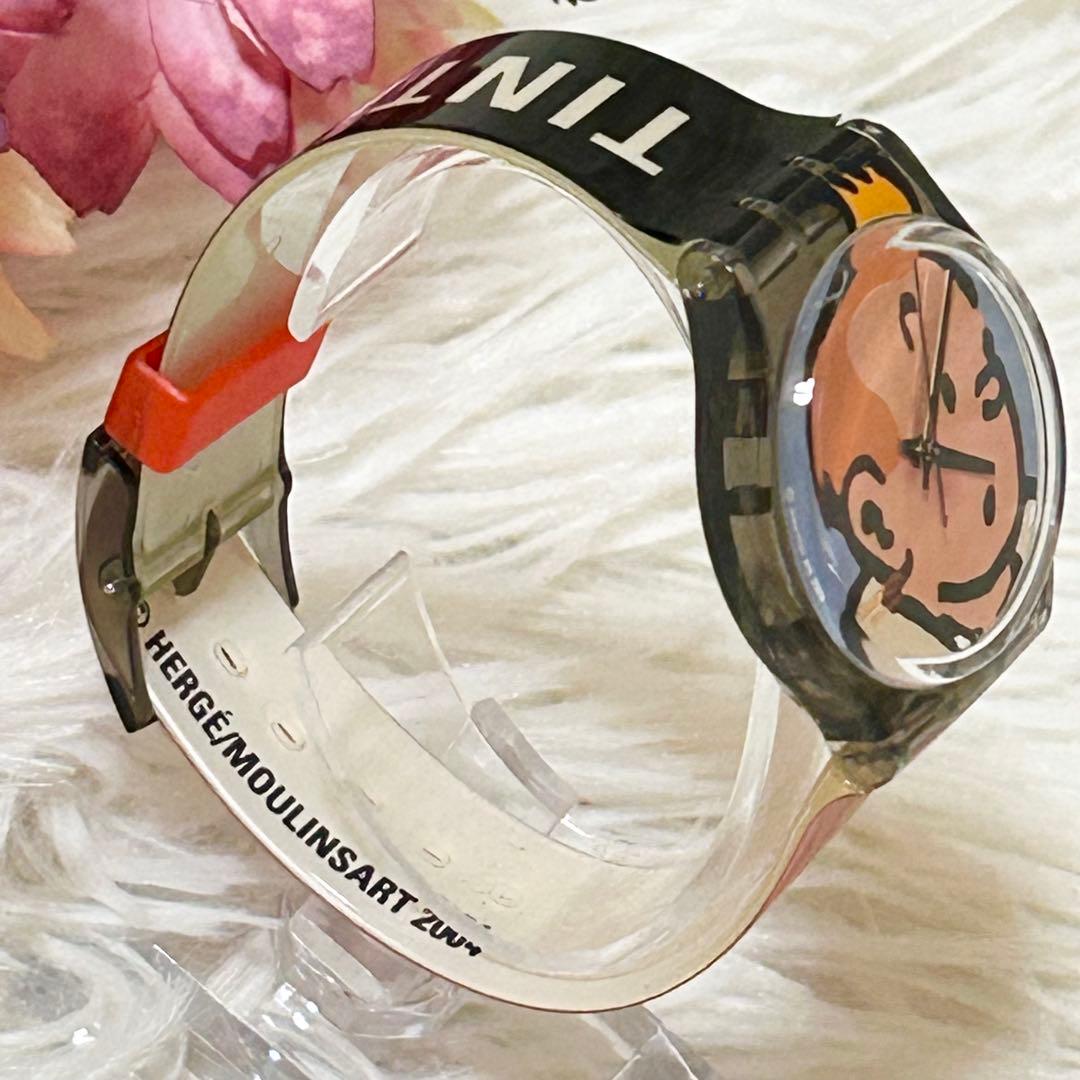 【新品】【レア】スウォッチ 腕時計 75周年記念モデル タンタンの冒険 稼働中