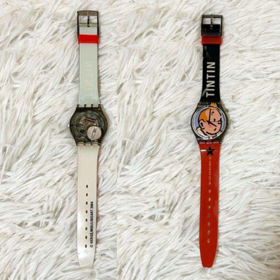 【新品】【レア】スウォッチ 腕時計 75周年記念モデル タンタンの冒険 稼働中