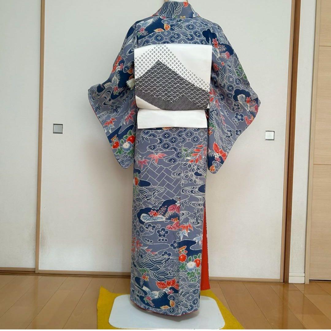 新品 美品　専門店　袷　正絹　友禅　型染め　小紋　フルセット　裄69