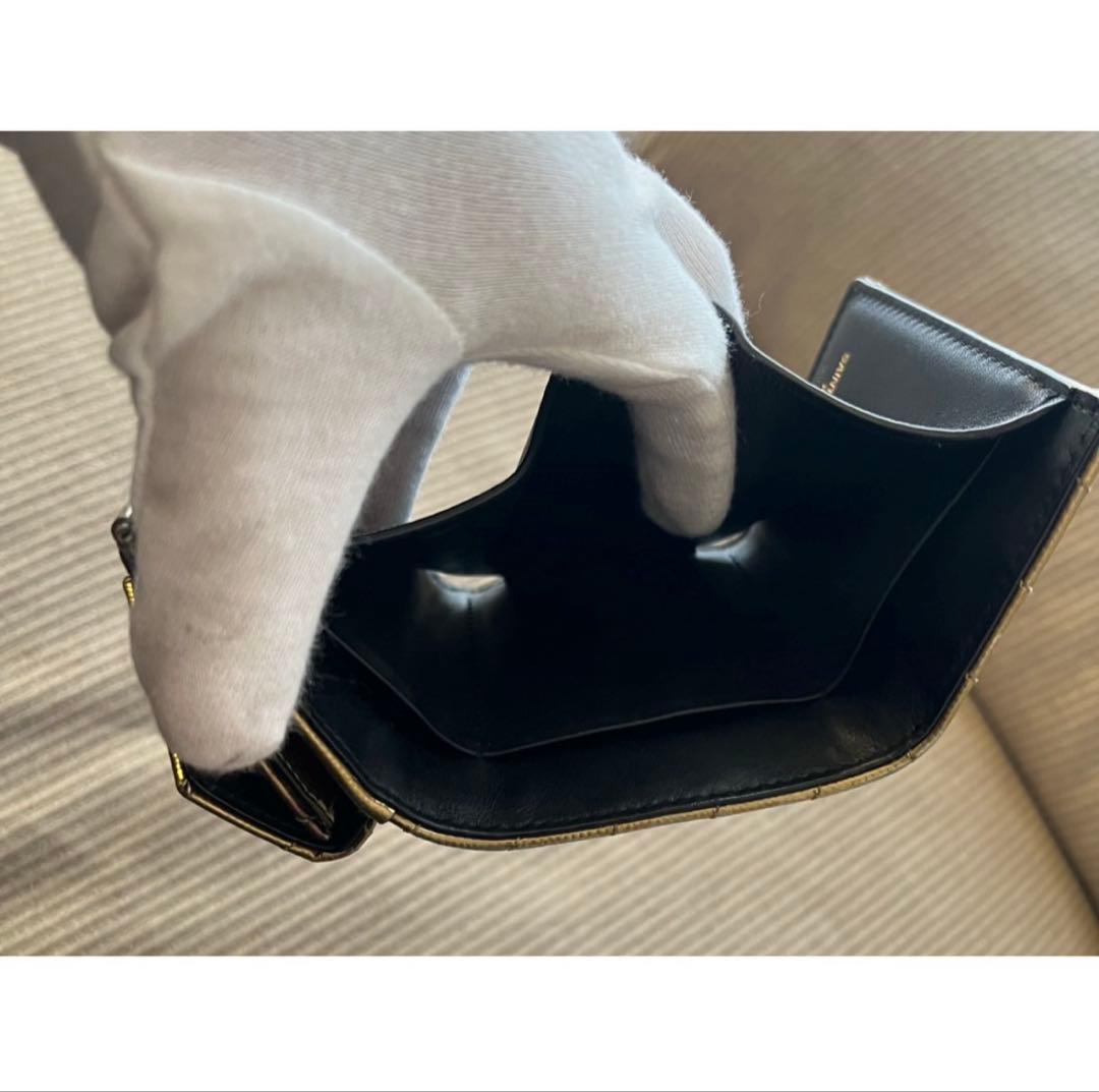 値下げ◎YSL サンローラン三つ折り財布Wallet ウォレットミニ財布ゴールド