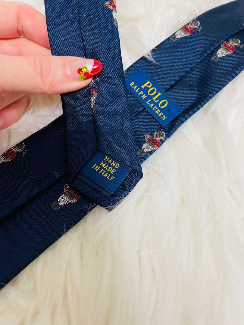 【美品レア】ラルフローレン　ポロベア ネクタイ 紺 シルク100