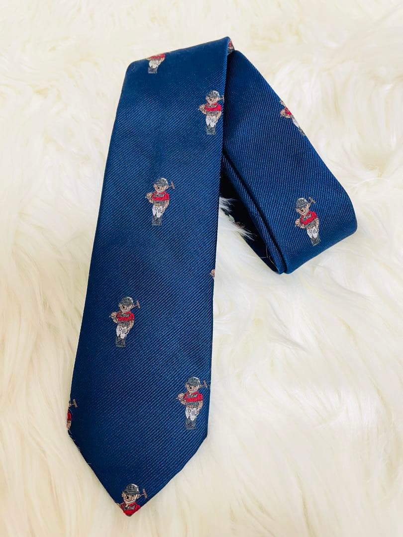 【美品レア】ラルフローレン　ポロベア ネクタイ 紺 シルク100