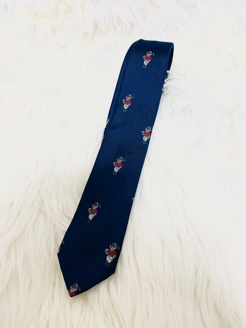 【美品レア】ラルフローレン　ポロベア ネクタイ 紺 シルク100