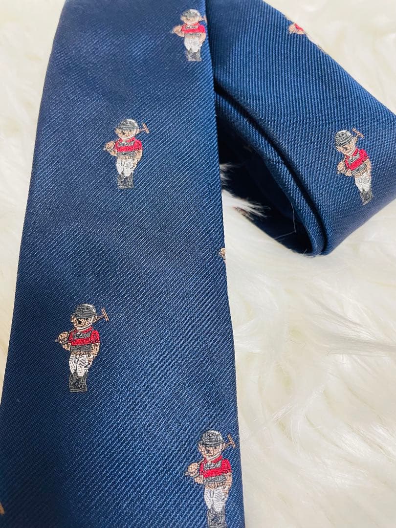 【美品レア】ラルフローレン　ポロベア ネクタイ 紺 シルク100